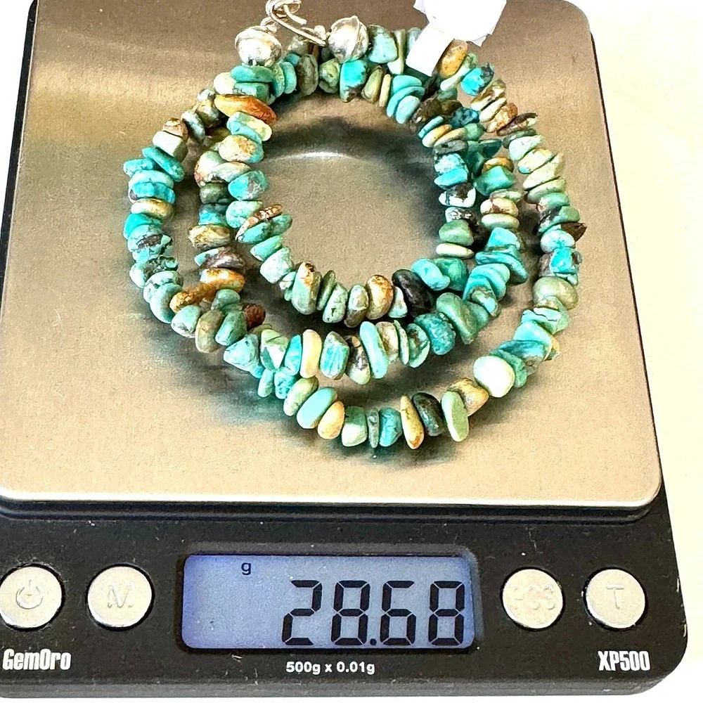 Handcrafted Turquoise Chip Bead Necklace - Natural Green-Blue